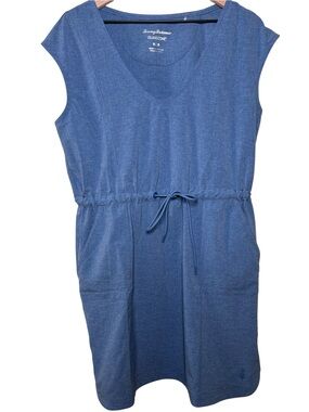 TOMMY BAHAMA IslandZone Alicia Chambray Drawstring Dress Blue Med Travel Stretch